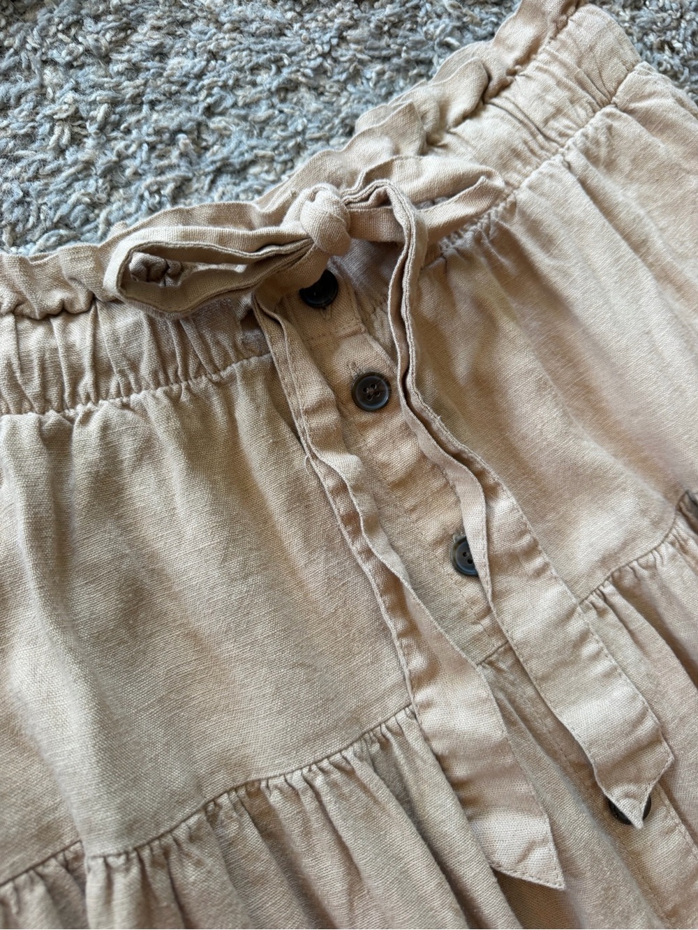 Universal Thread Beige Button-Front Midi Skirt Set with Crop Top - Picture 3 of 4